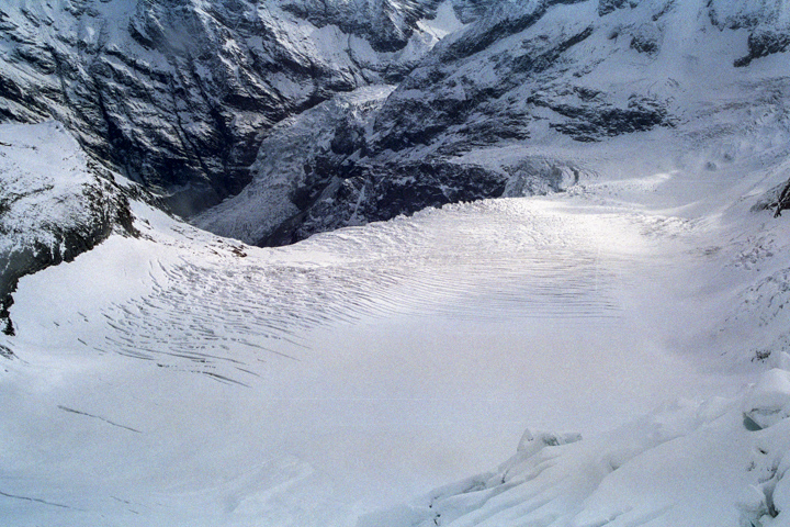 Blick von Jungfraujoch auf einen Gletscher